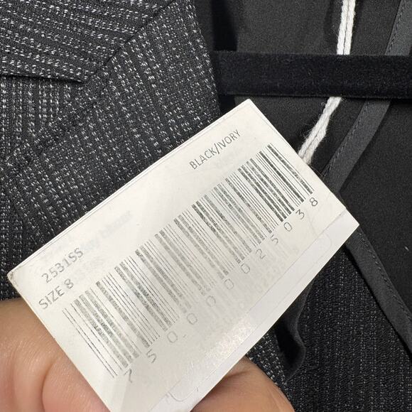 Ecru Womens 8 One Button Single Breasted Blazer Jacket Black Ivory Split Sleeves - Picture 6 of 9